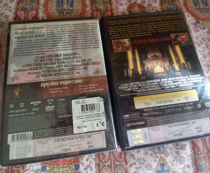 Dois dvds filmes de Bernardo Bertolluci