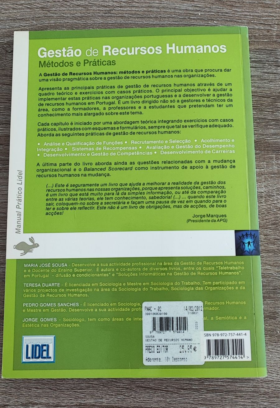 Livro "Gestão de recursos humanos - métodos e práticas"