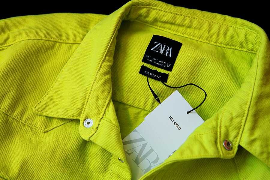 Продам джинсовую куртку рубашку очень яркого неонового цвета от Zara