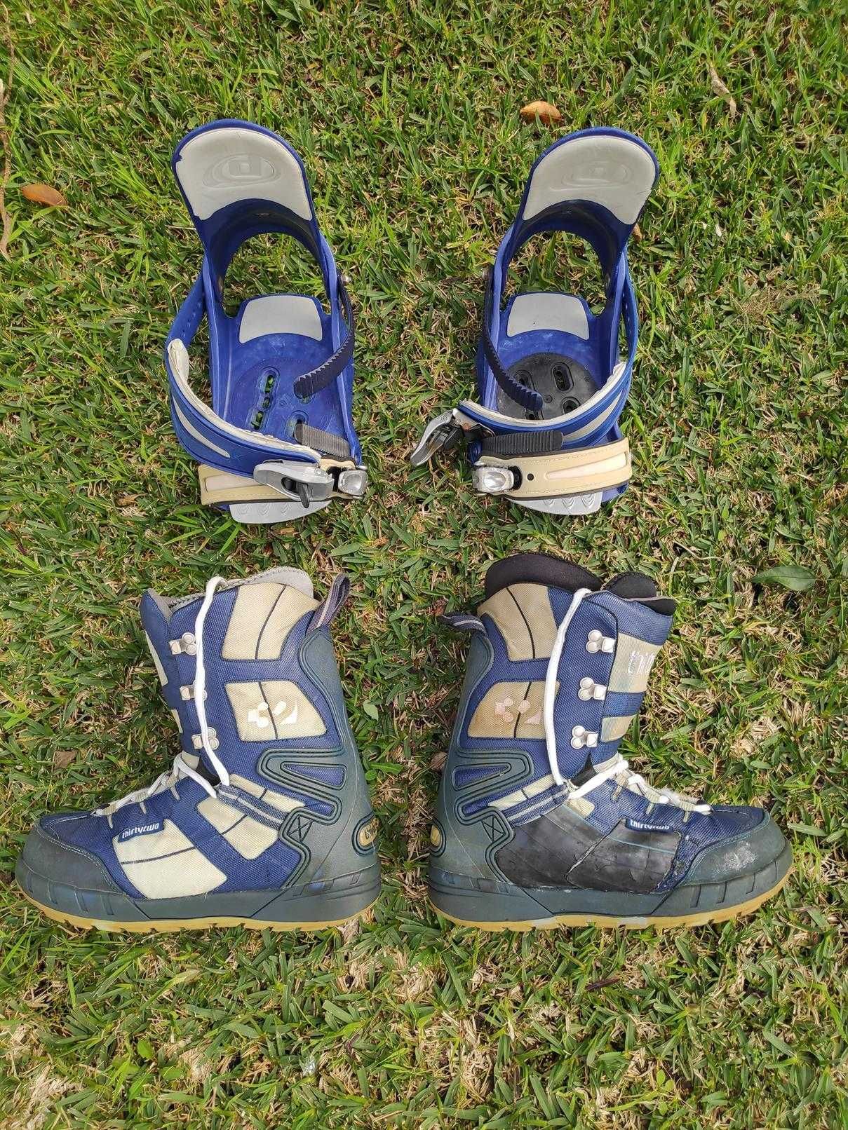 Prancha Snowboard NITRO, Fixações e botas