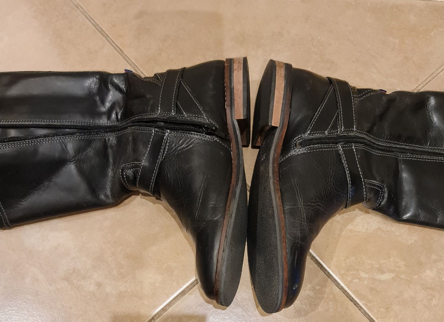 Oficerki, kozaki Tommy Hilfiger Aubrey, skóra naturalna