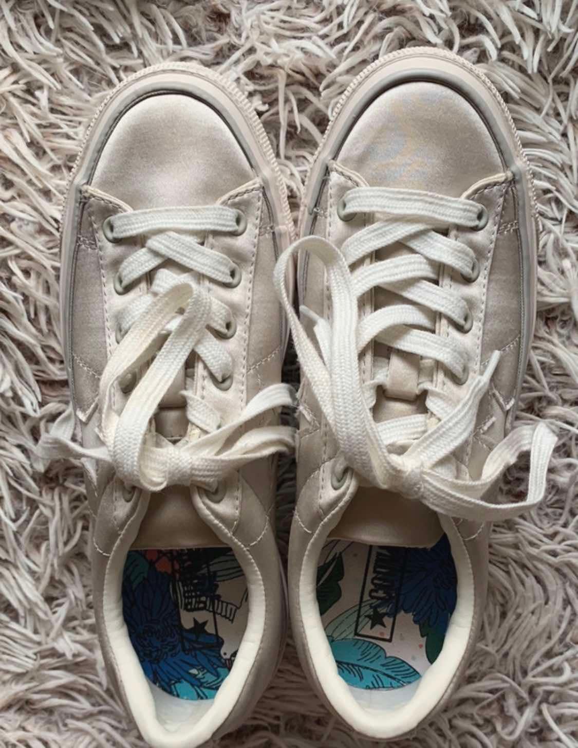 Converse tenisówki all star na platformie białe srebrne sneakersy