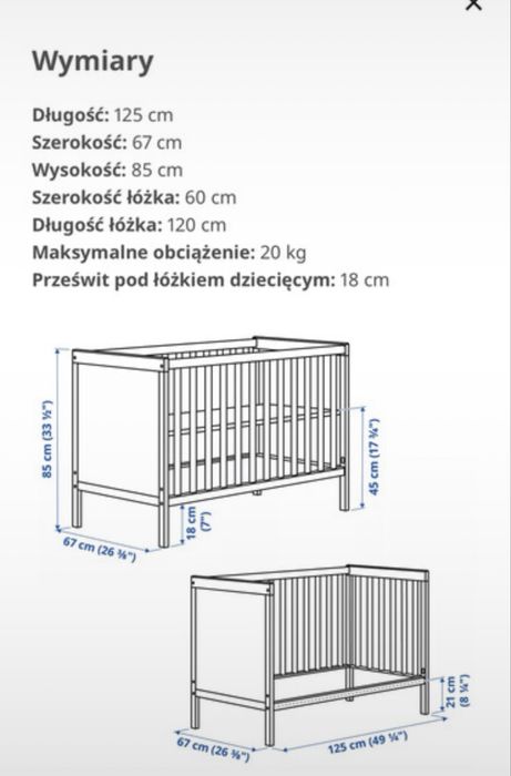 Łóżko dziecięce Ikea Sundvik 60x120