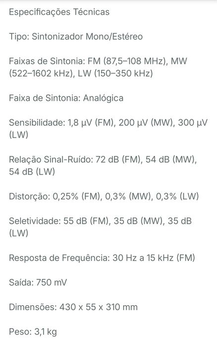 Tuner AM/FM Stereo ST-JX3L Sony