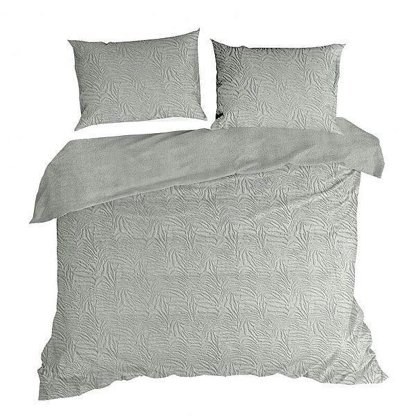 Pościel 140x200/2 części Mikrofibra Tłoczona Flano na Zimę Srebrna