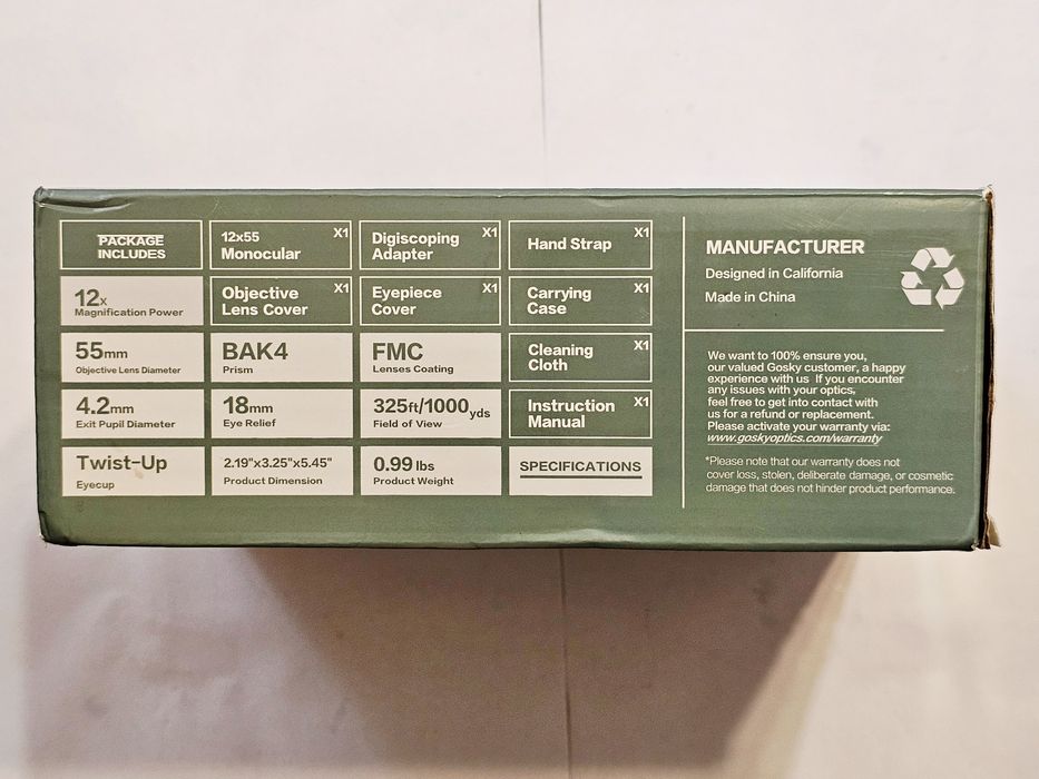 Монокуляр GOSKY 12×55 зі штативом