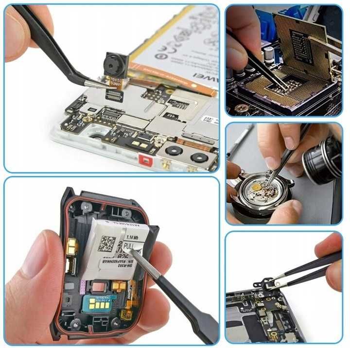 ZESTAW 6 elem. PĘSETA PENSETA PINCETA ESD. Elektronika Hobby Uroda