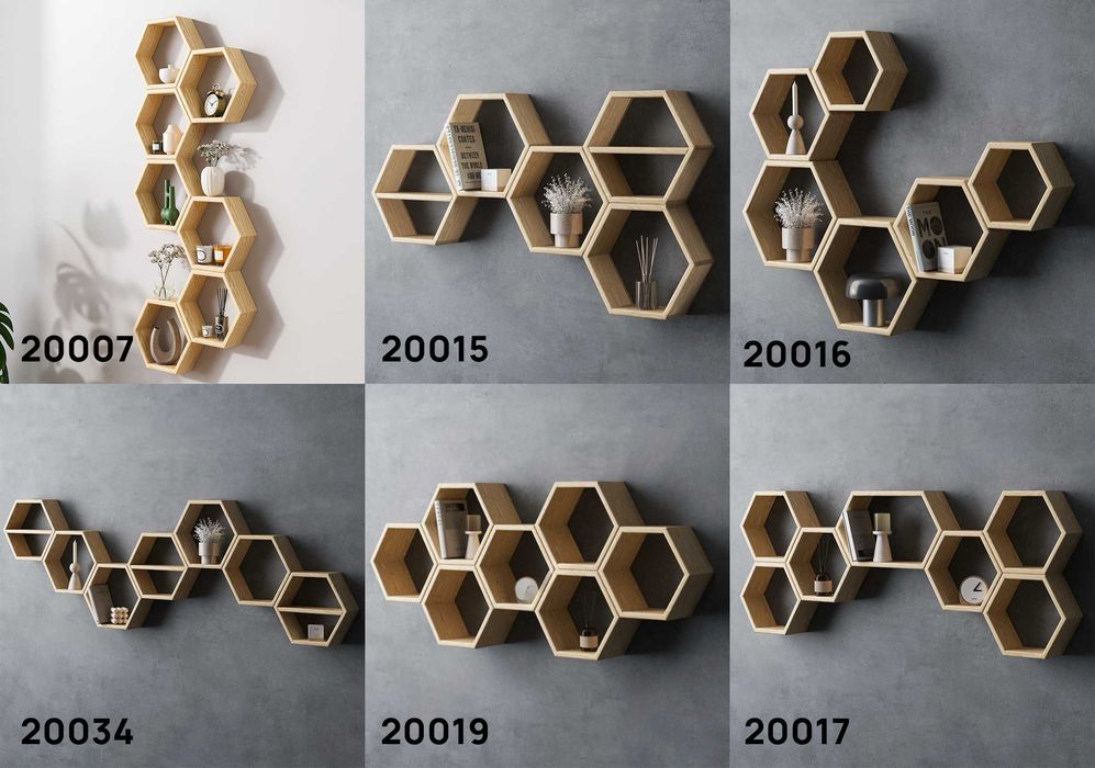 ‼️100% СОСНА‼️Настенная полка соты Декоративная полочка на стену