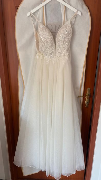 Suknia ślubna brokatowa ciepła biel Violet