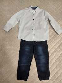 Spodnie jeansowe + koszula Coccodrillo r. 92