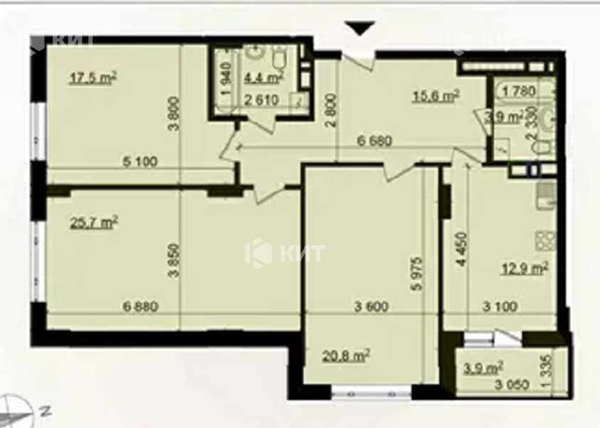 3к 105м2 ЖК Пролісок (Новые дома, Дворец спорта, ЖК Пролисок). 114776
