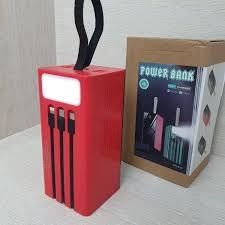 Мощный павербанк 50000mAh с кабелями и  фонариком. Быстрая зарядка.