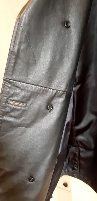 Casaco tipo Peacoat em Cabedal Homem