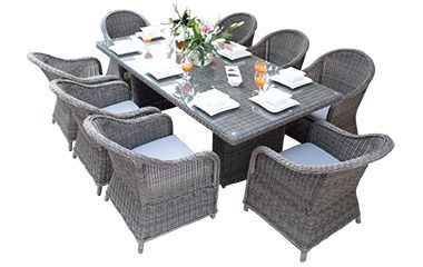 Zestaw meble ogrodowe obiadowe technorattan 8 osób,stół + 8 foteli