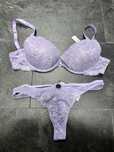 Bielizna zestaw stanik push up stringi 75D S liliowy New Yorker nowy