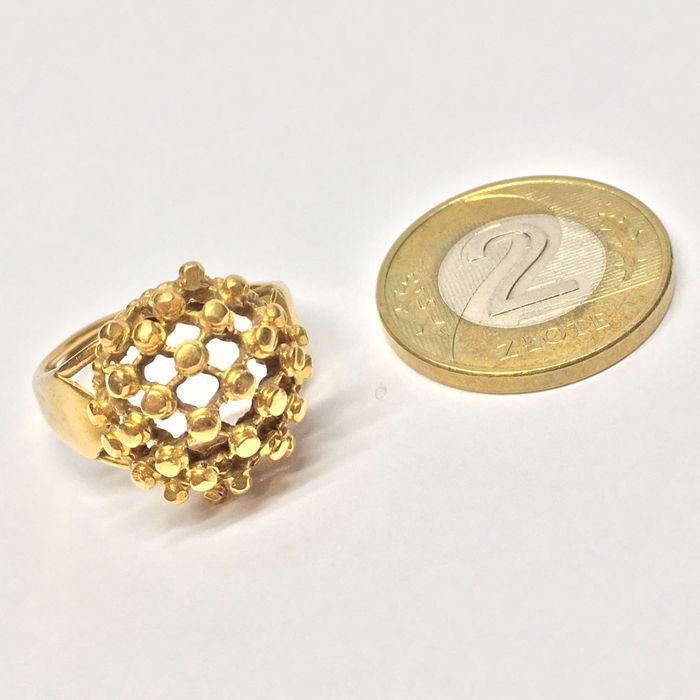 Złoty PIERŚCIONEK 585 14K cudowna AŻUROWA forma r.13