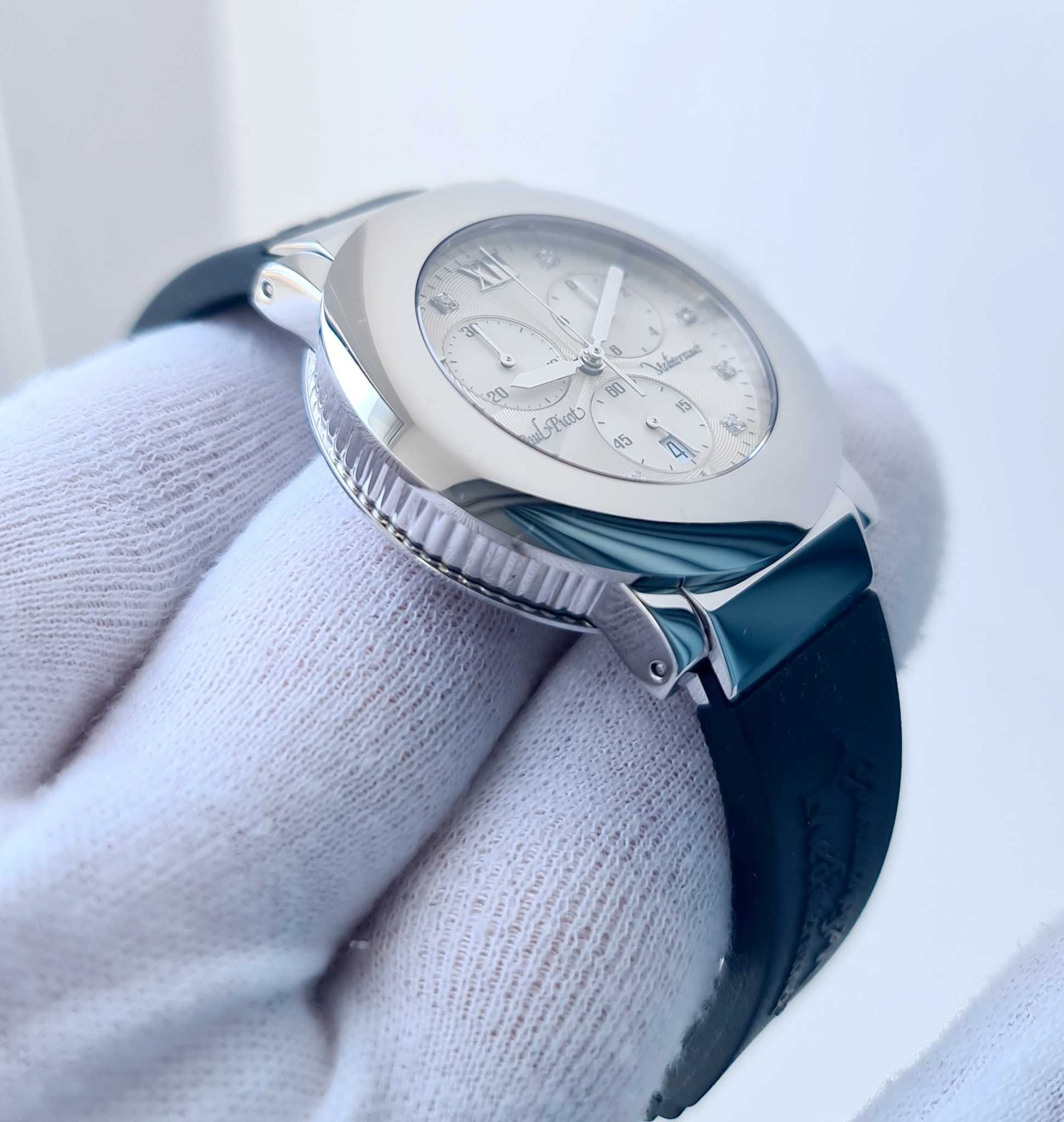 Жіночий годинник Paul Picot Mediterranee White Chronograph Diamonds