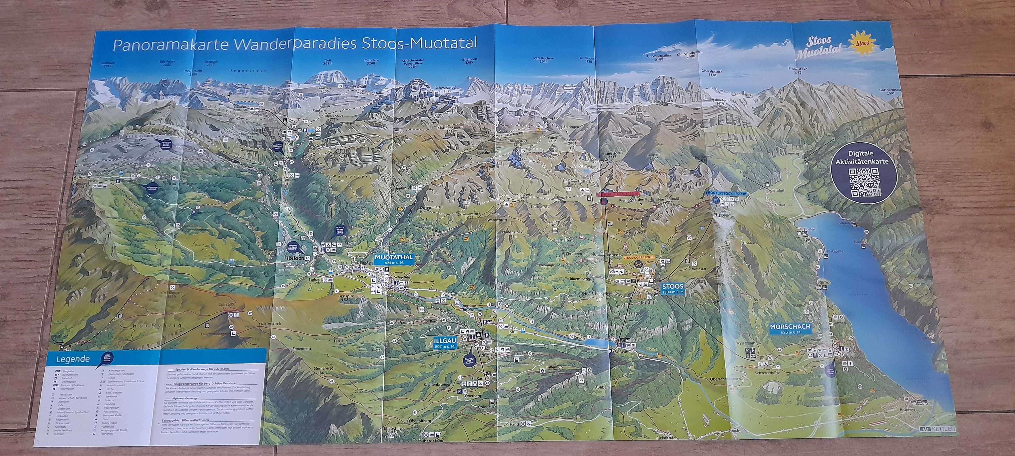 Mapa turystyczno-panoramiczna szwajcarskiego regionu Stoos-Muotatal