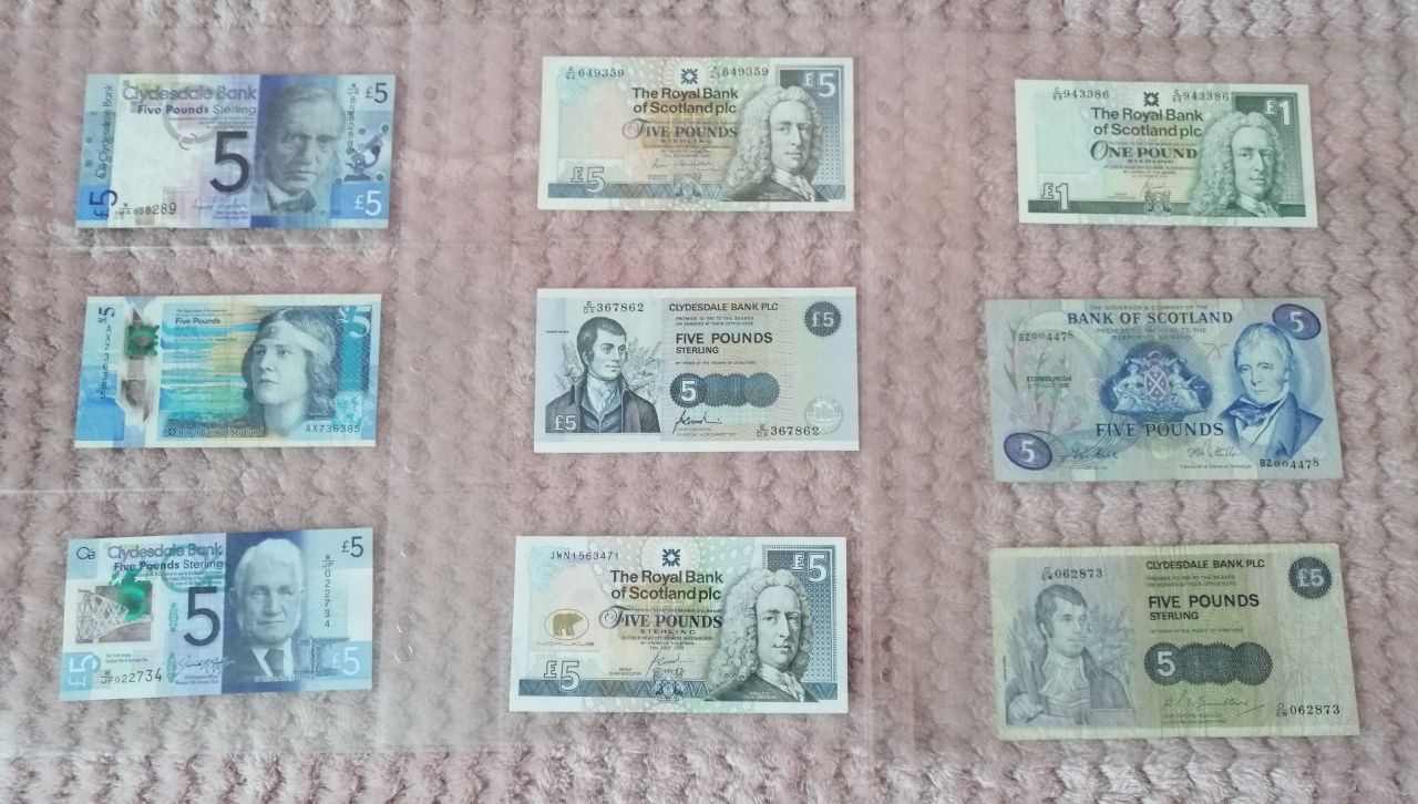 Zestaw 25szt banknotow Szkocja