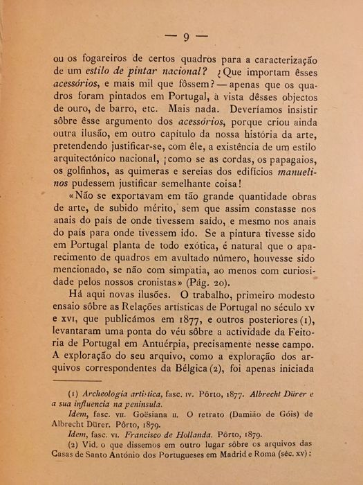 Evolução dos Estylos/ Pintura Portuguesa/ Sumário Artes Plásticas