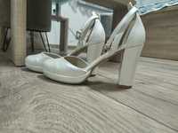 Buty skórzane biała perła brilu ślubne
