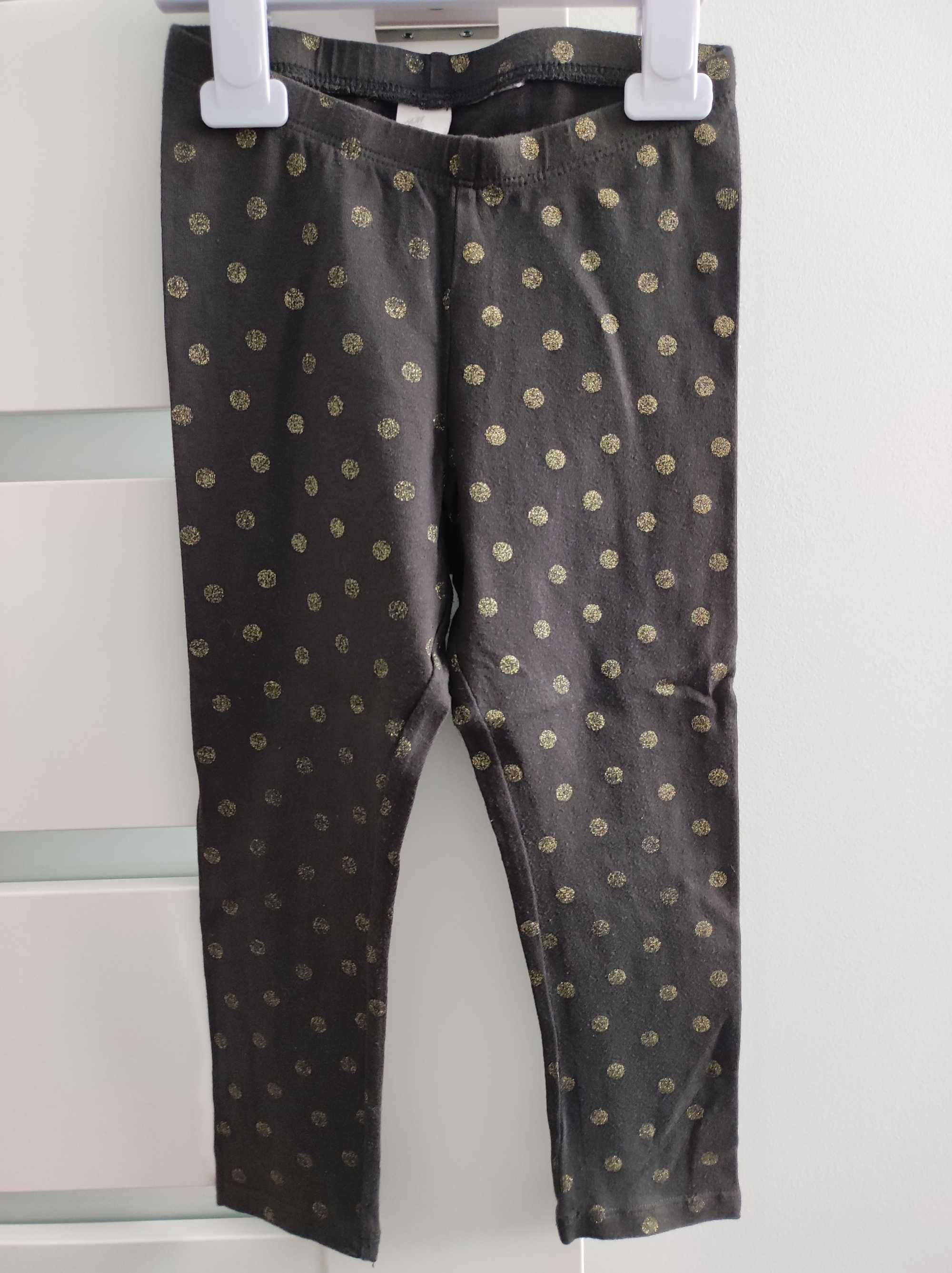 H&M legginsy bawełniane r. 104 ciemne w złote kropki