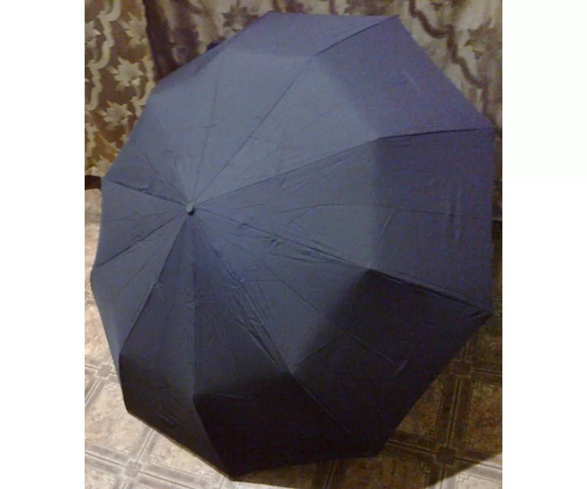 Большой зонт мужской черный купол 120см складной крючок