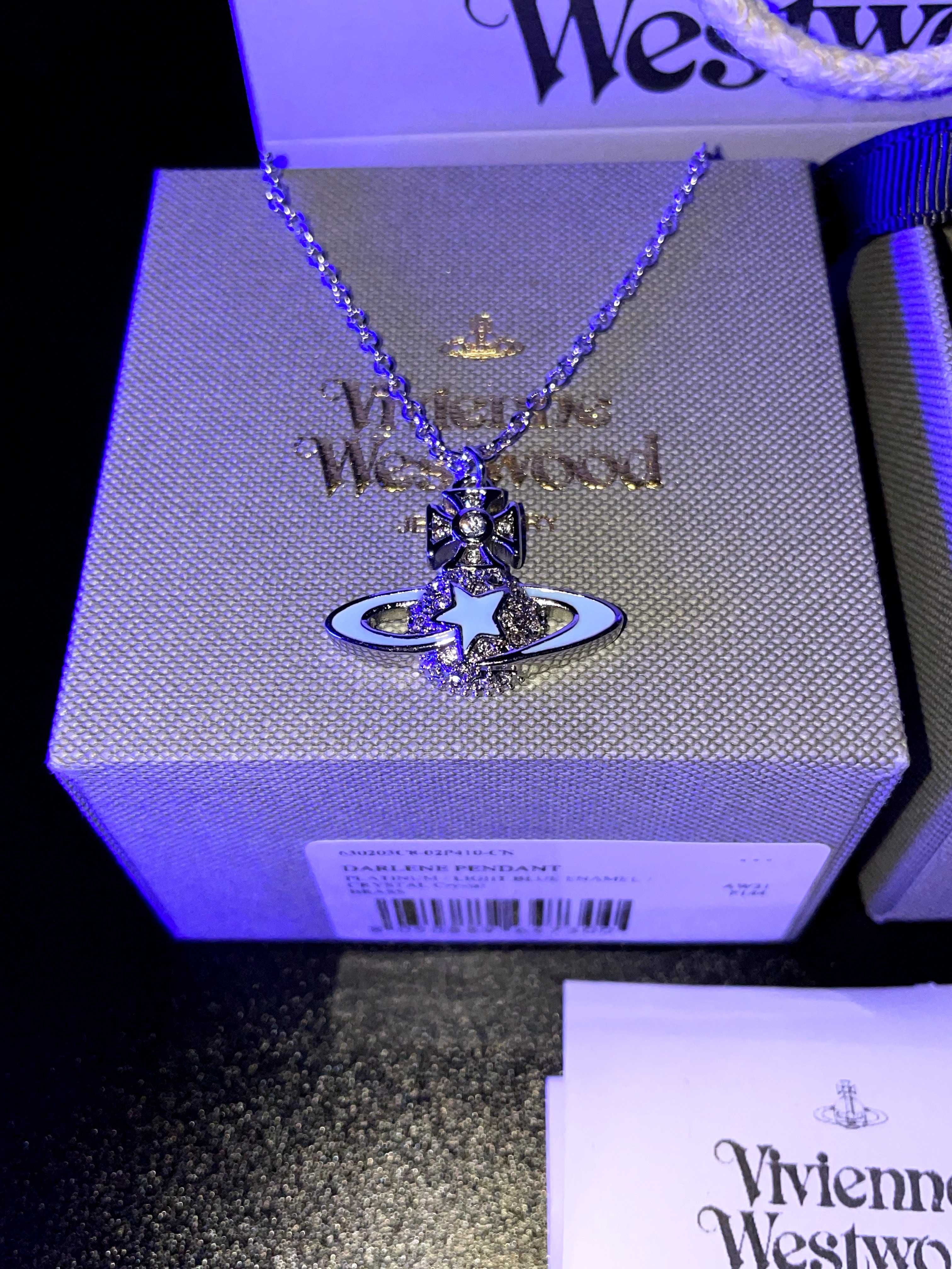 ОРИГІНАЛ Vivienne Westwood DARLENE blue orb Подвеска Ожерелье серьги