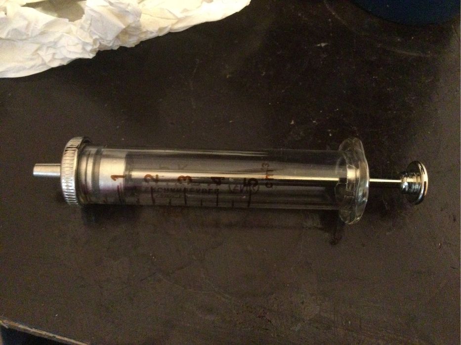 Strzykawka szklana.PRL,zabytek,antyk,starocie,okazja,medycyna,apteka