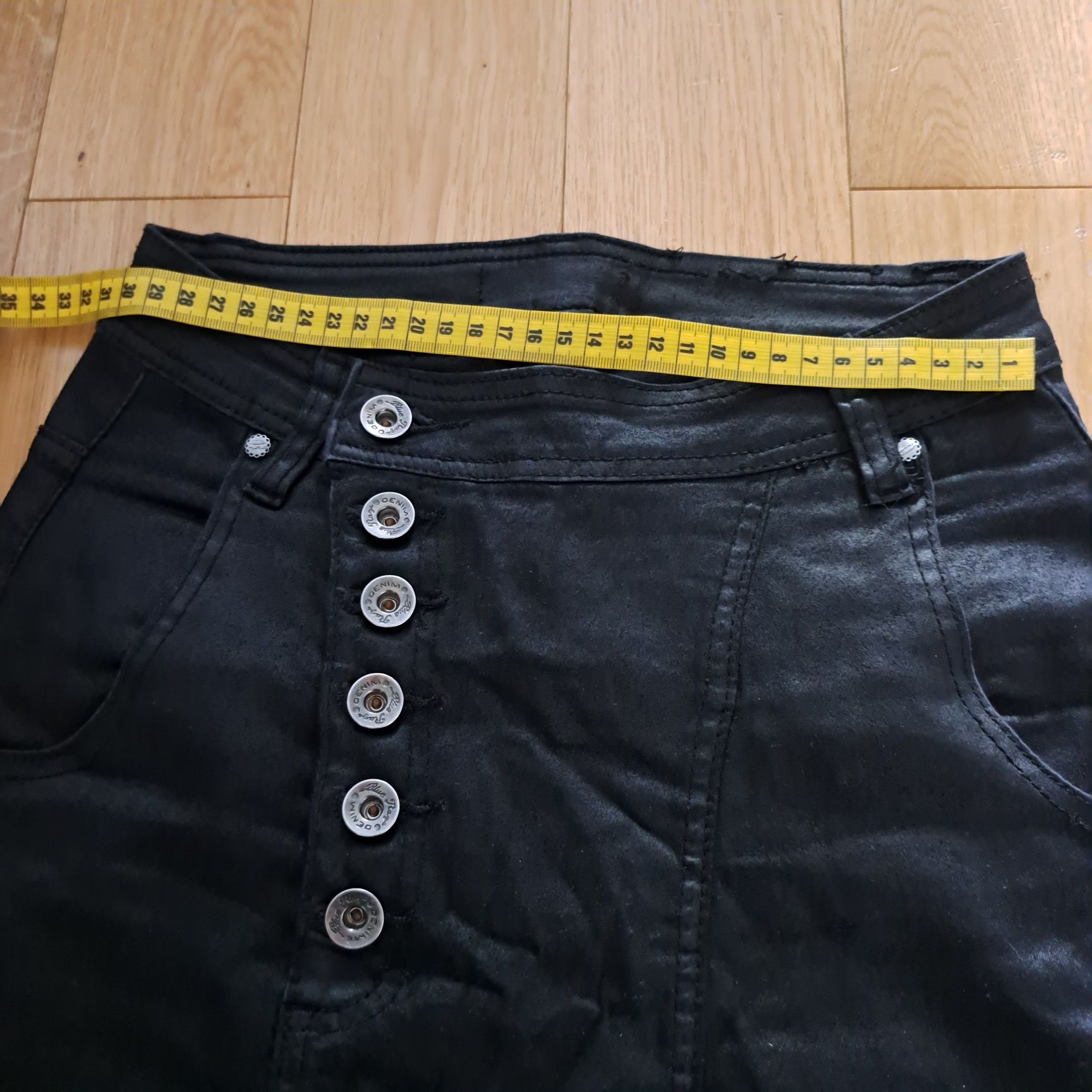 Spodnie z wysokim stanem, leginsy, 34, Denim, czarne