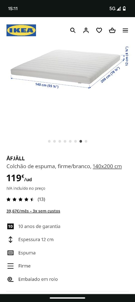 Colchão usado IKEA espuma