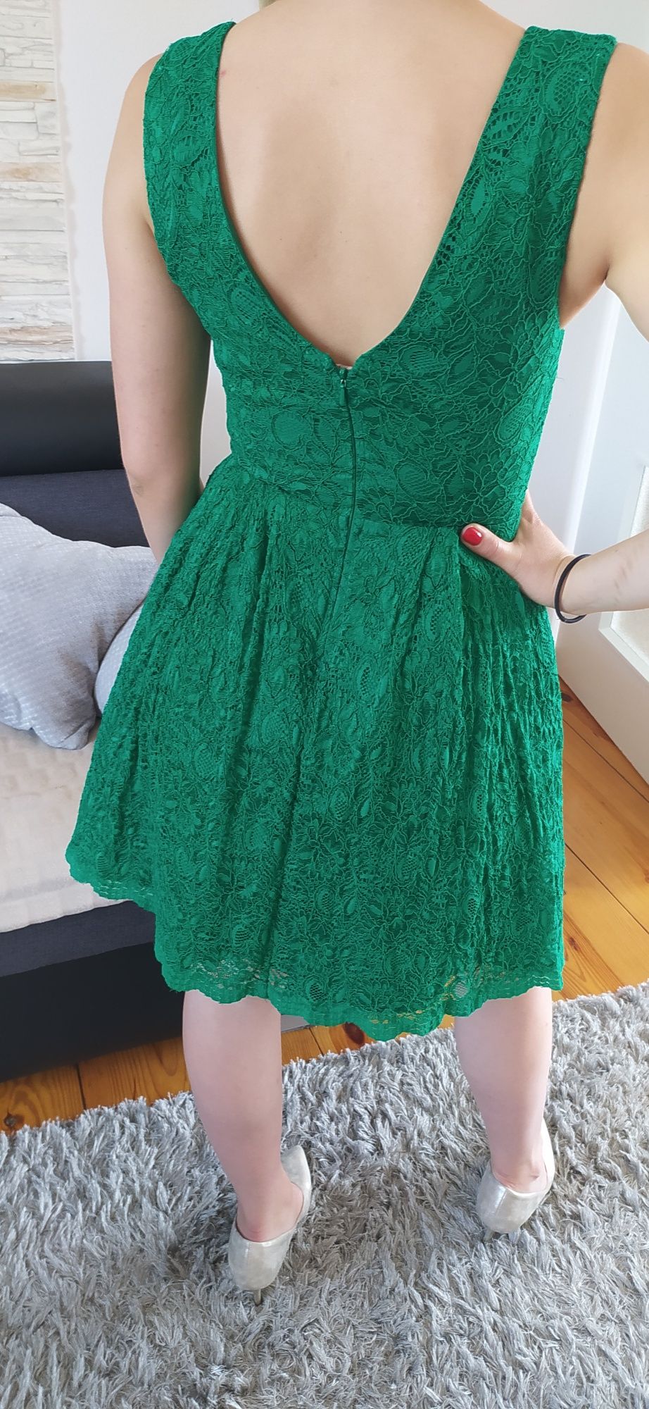 Sukienka zielona koktajlowa S