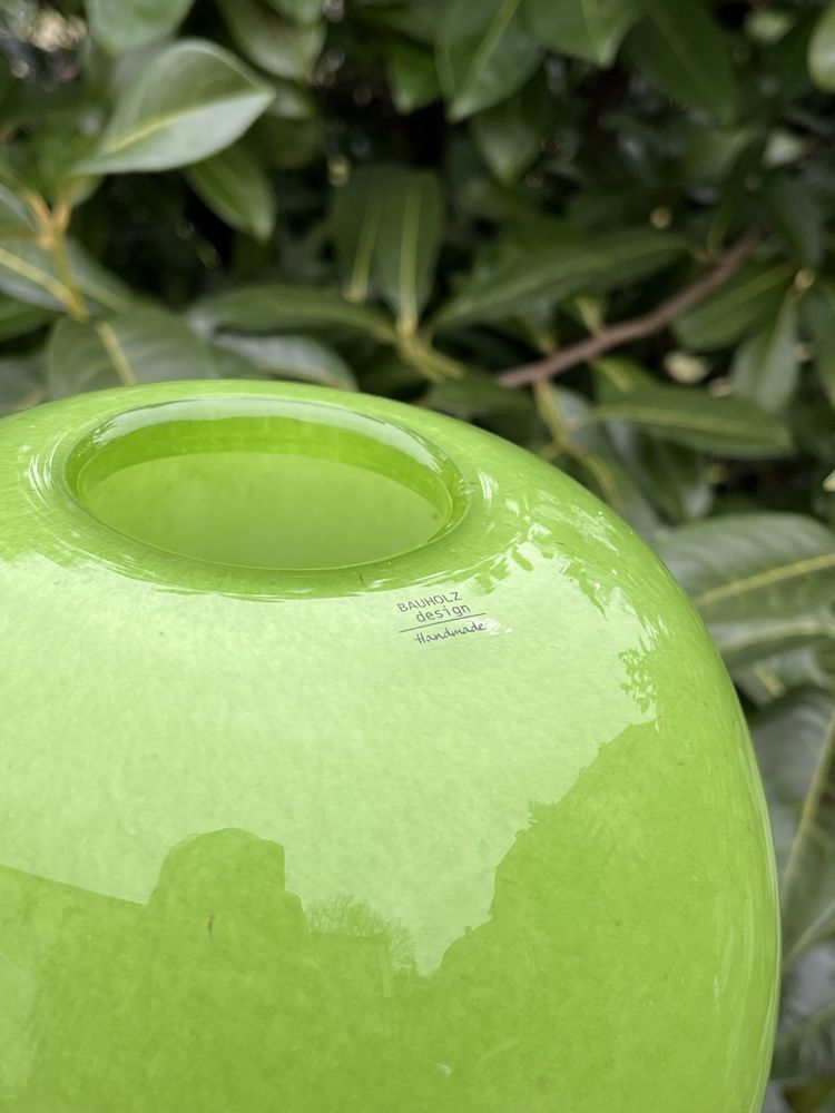 Zielony wazon kula vintage eklektyzm bauholz design handmade ciężki