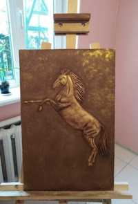 Объемная картина барельеф Лошадь