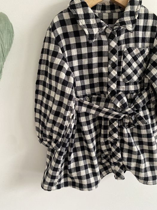 Sukienka zara 80 kratka biało czarna wiązanie