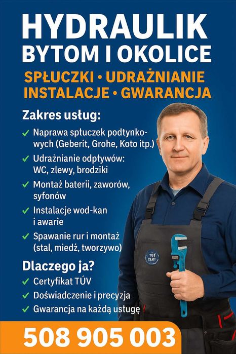 Naprawa spłuczek, udrażnianie, instalacje – Bytom, szybkie terminy
