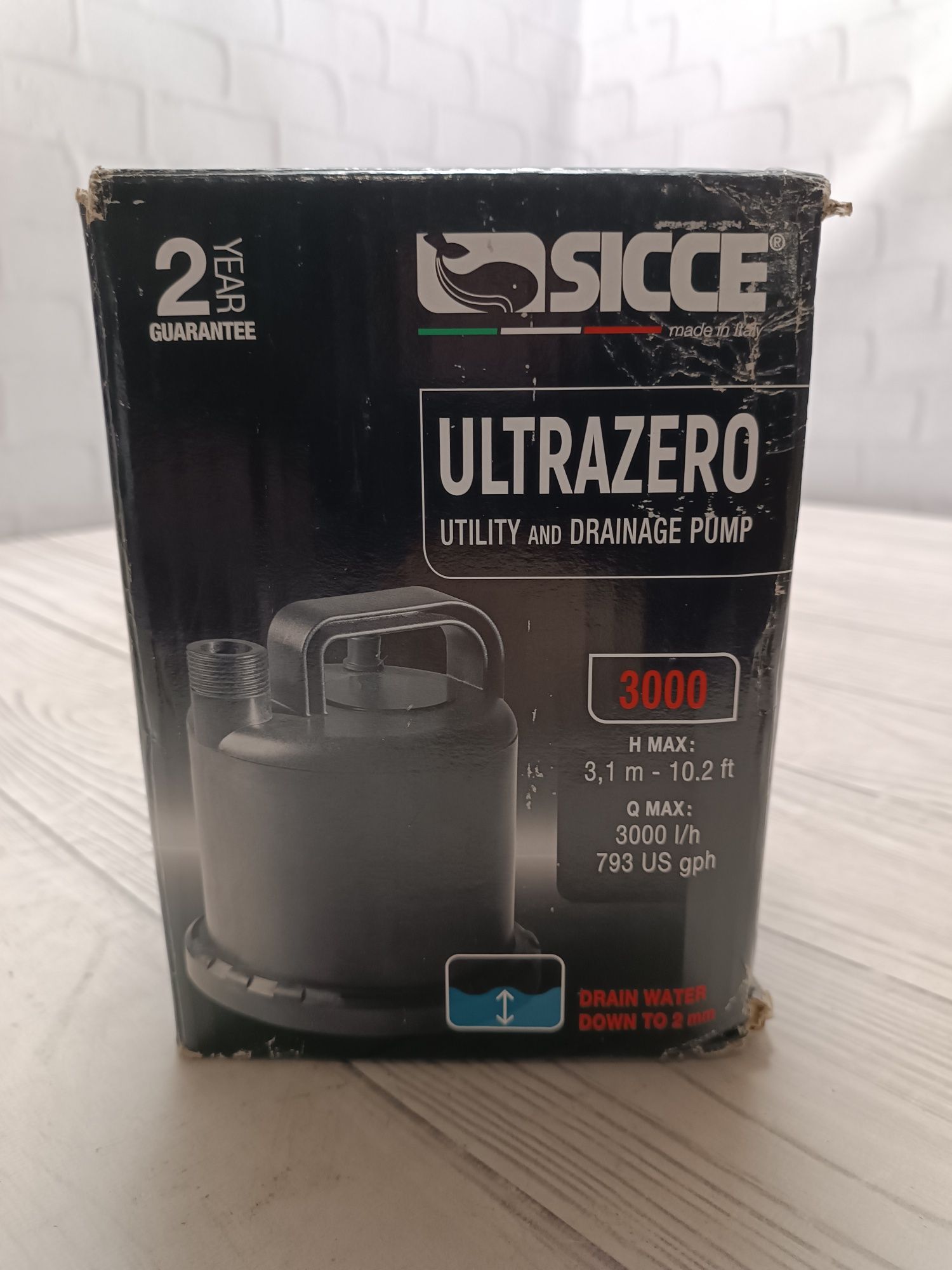 Sicce Ultra Zero насос дренажний, кабель 10 м, чорний, 3000 л/год