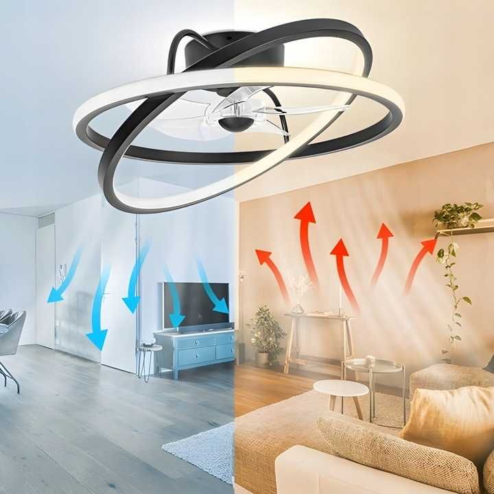 Wentylator Sufitowy Wiatrak Nowoczesna Lampa Sufitowa LED Żyrandol