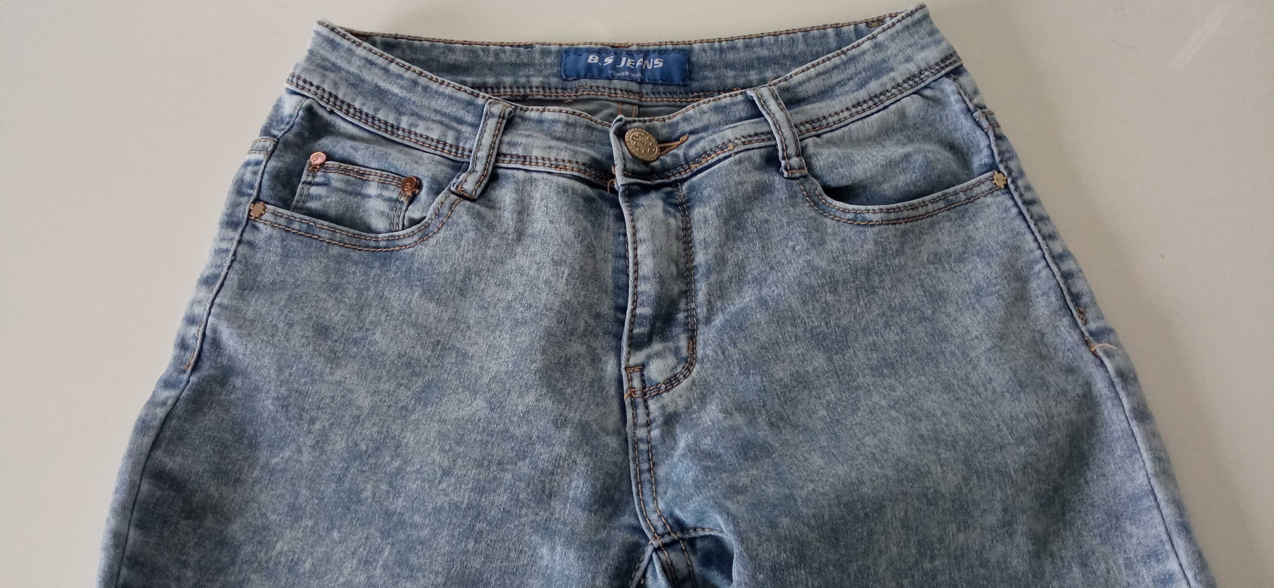 Spodnie damskie dżinsy 36 średni stan marmurkowe