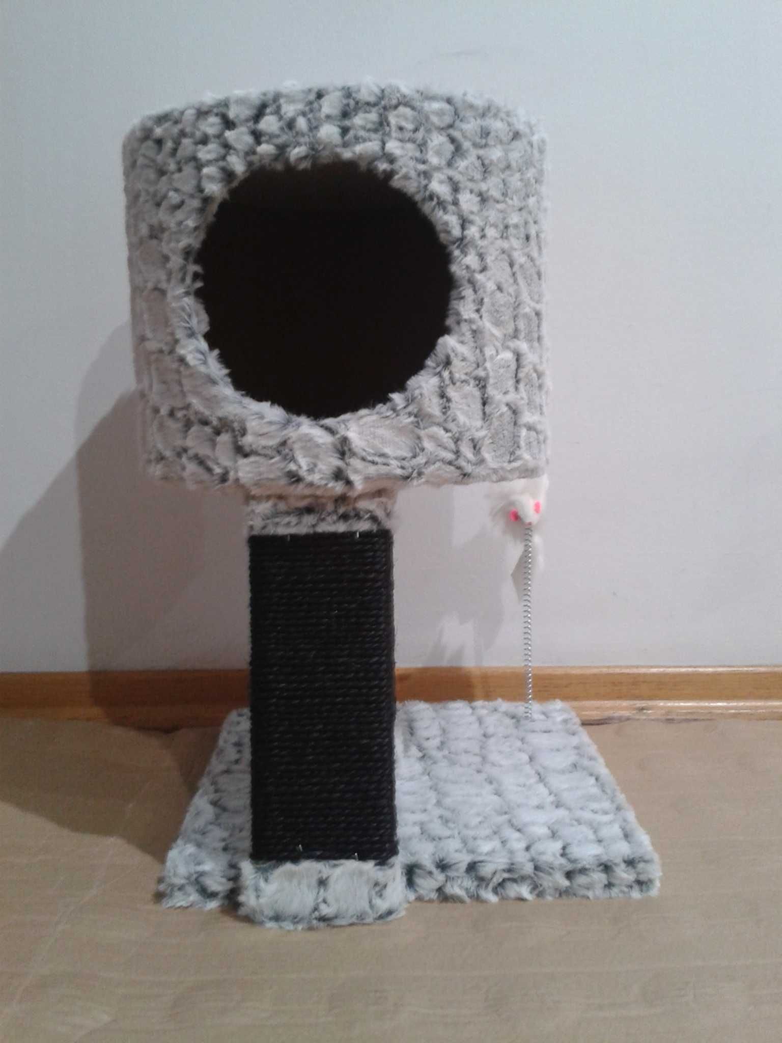 Luksusowa BUDKA dla kota na słupku podest + drapak i myszka 51 cm NOWA