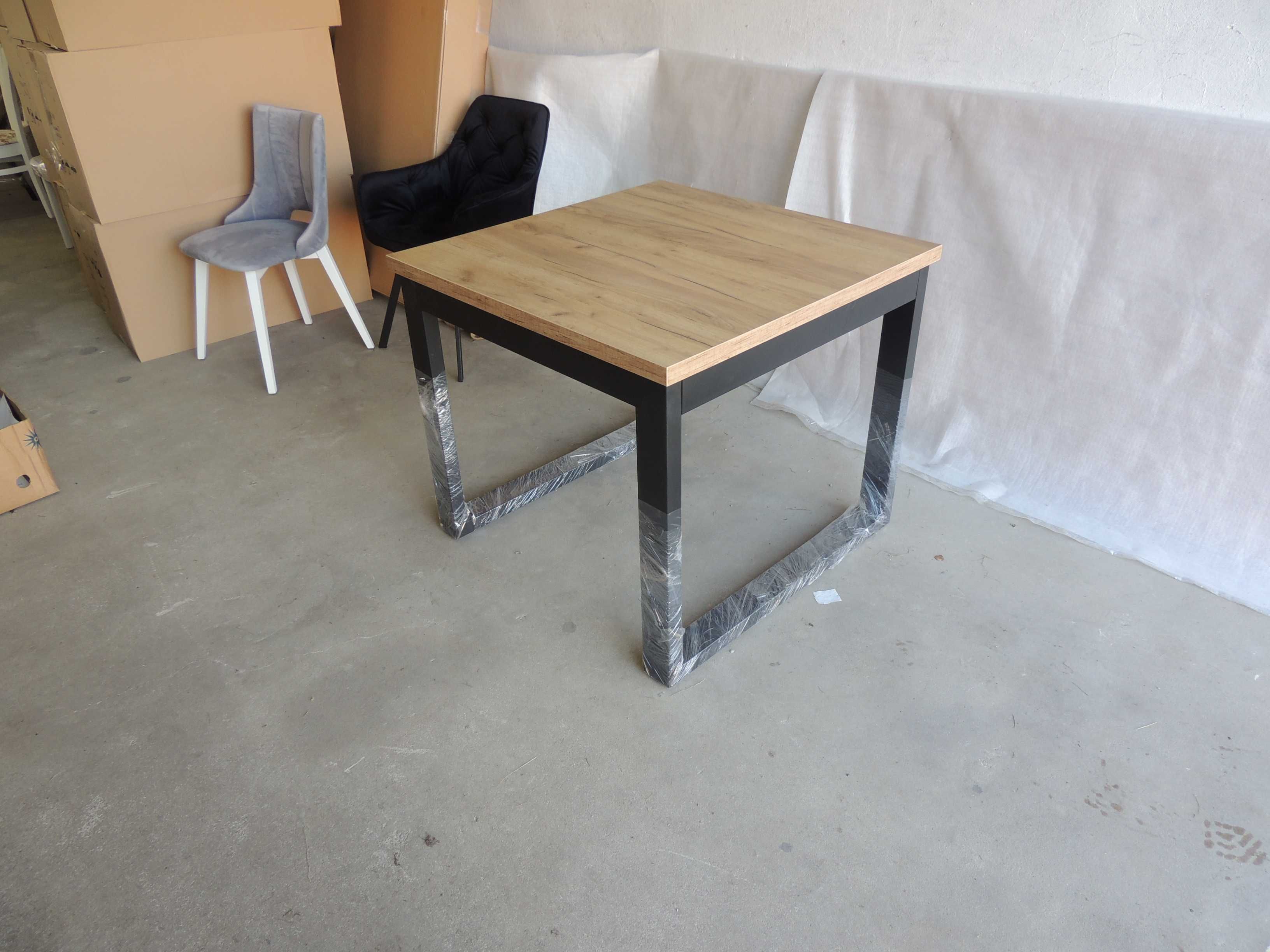Stół  LOFT industrialny 90x90-190 (2x50 Dostawki) EGGER