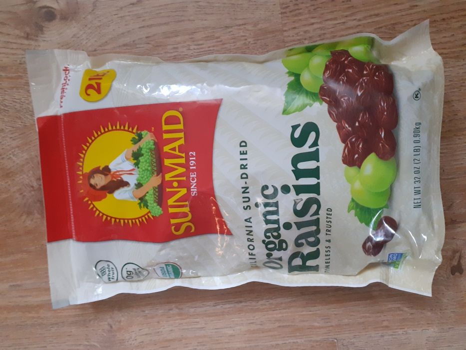 Rodzynki organiczne ze słonecznej Kaliforni, 900g.