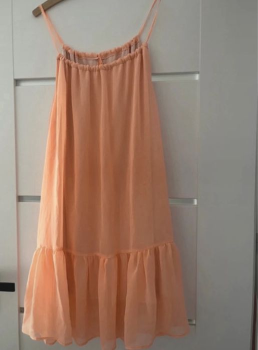 Sukienka letnia candy neon pomarańcz ramiączka zwiewna lekka