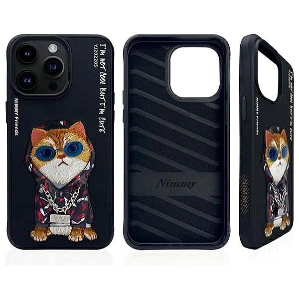 Etui Nimmy Glasses Cool Cat na iPhone 15 Pro Max - czarne