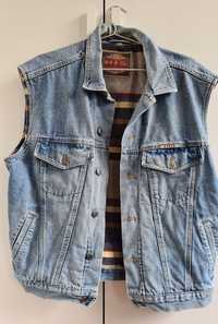 HIS Jeans damski bezrękawnik, kurtka jeansowa ocieplana, XL vintage