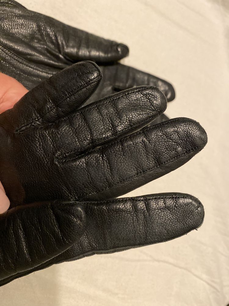 Ciepłe skórzane rękawiczki damskie XS