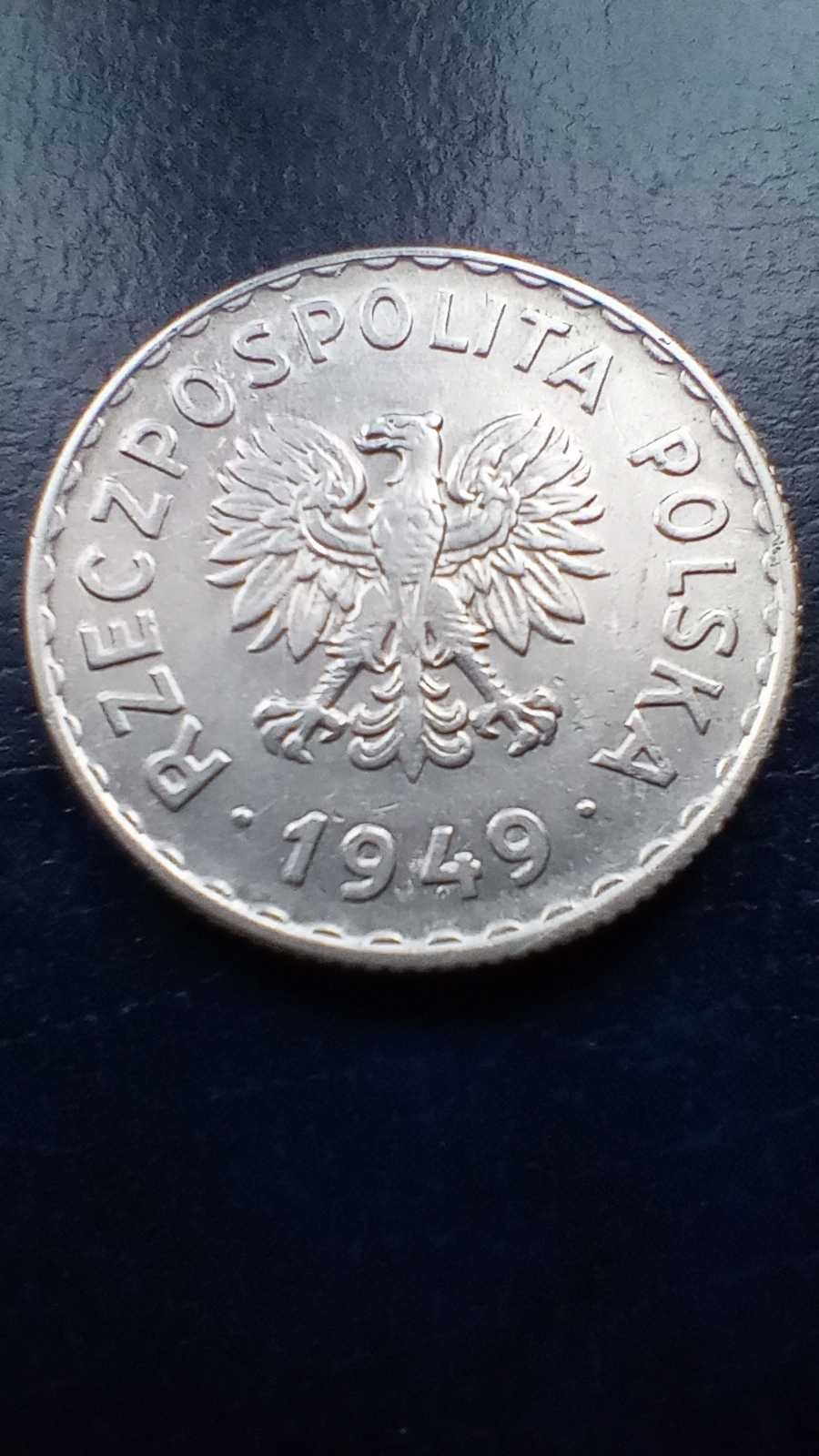 Stare monety 1 złoty 1949 PRL piękna