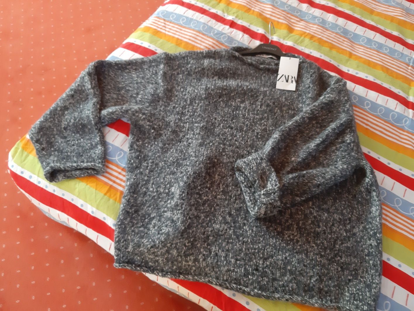 Sweter L Zara oversize ciepły zima gruby prosty sweterek tkmaxx damski