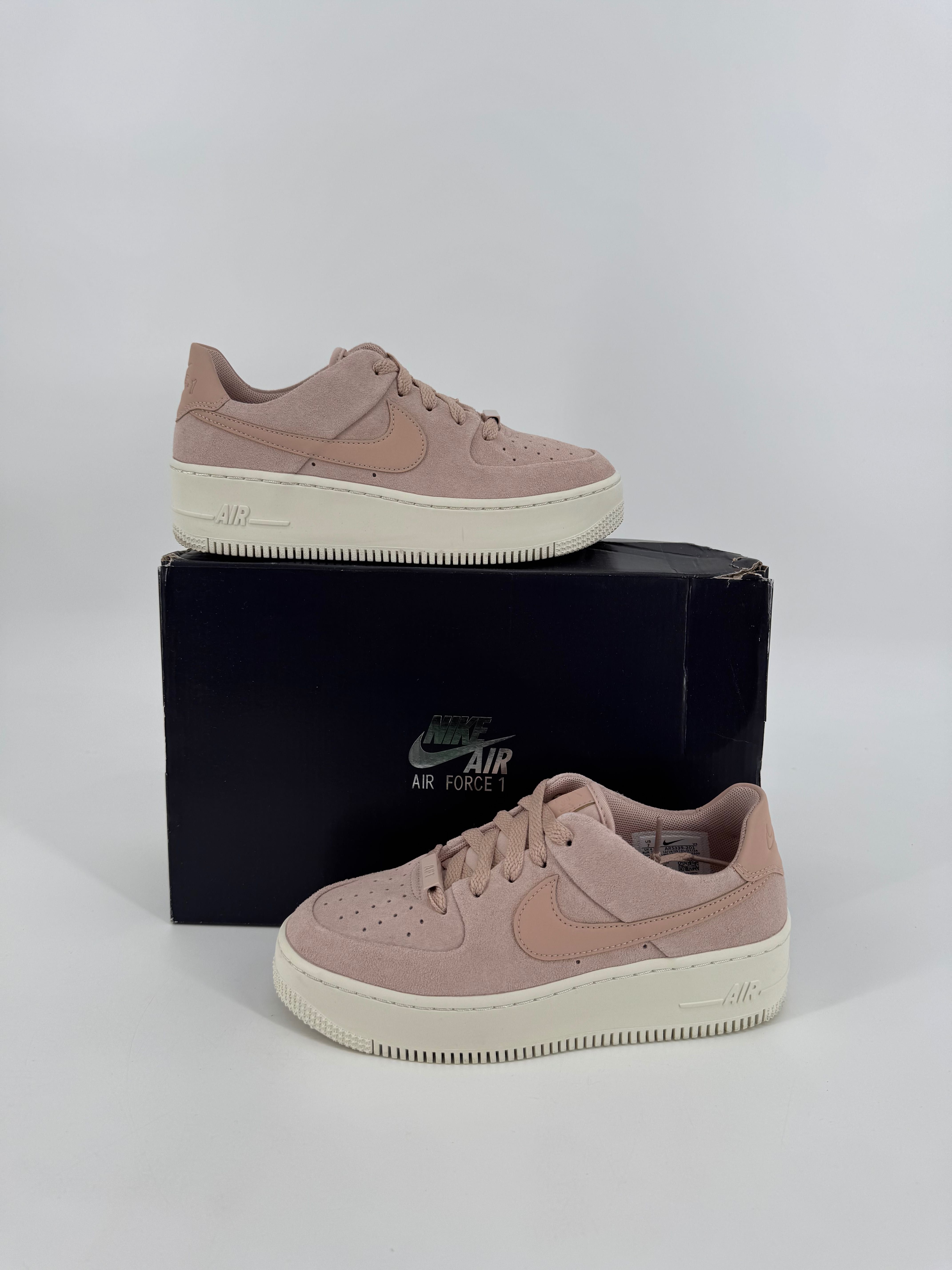 Nike air force  sneakersy damskie 38 na platformie różowe pudrowy róż