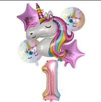 Zestaw balonów na pierwsze urodziny, jednorożec, unicorn, roczek